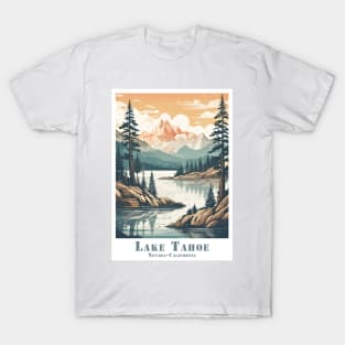 Abstract Lake Tahoe Vintage Travel Poster T-Shirt